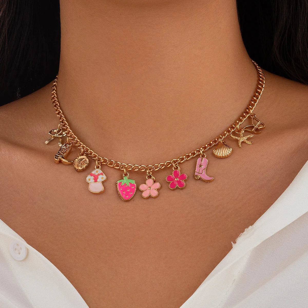 Collar con dije de felicidad de verano 🍓✨