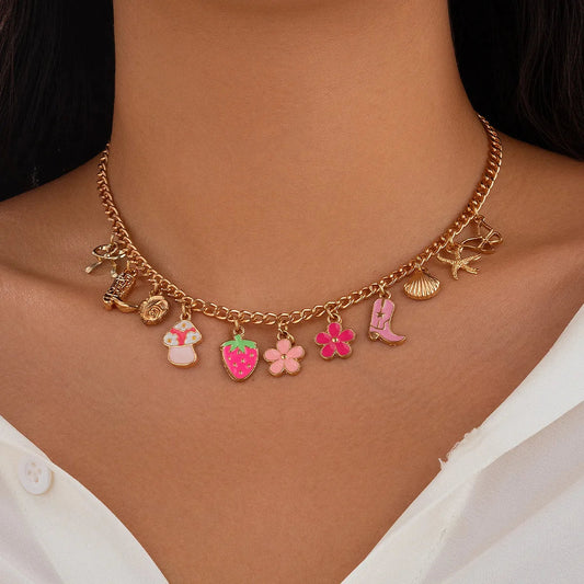 Collar con dije de felicidad de verano 🍓✨