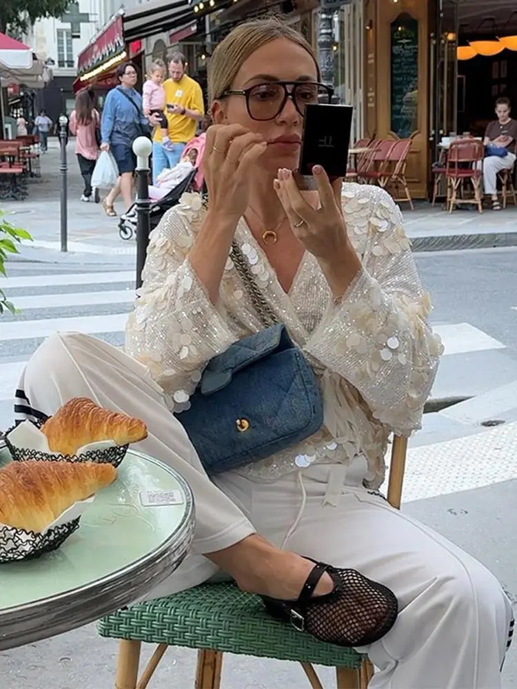 Cléo Sequin Top – Parisian Sparkle ✨