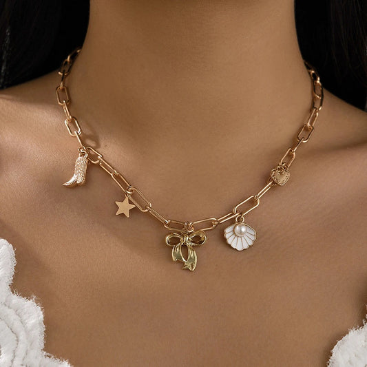 Golden Shores Charm Necklace – Summer Elegance ☀️🏝️